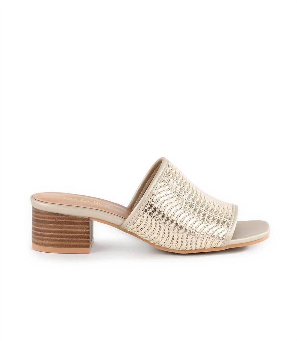 NEW SEYCHELLES women's pepper 2 woven mid heel sandals in gold